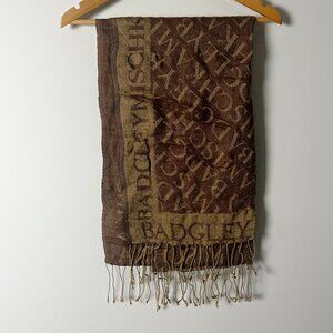 2/$30 Badgley Mischka Vintage Wool Silk Monogram Jacquard Scarf Shawl 84x24